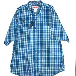 New Wrangler Rugged Wear Multi-Color Plaid Short Sleeve Shirt Men's XXL